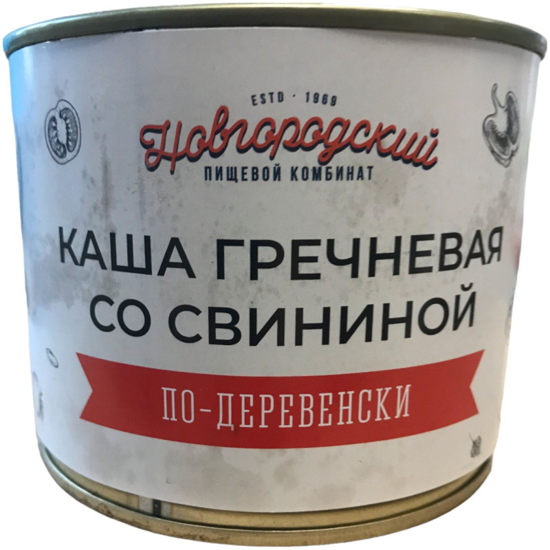 Каша Новгородский ПК По-Деревенски гречневая со свининой, 525г