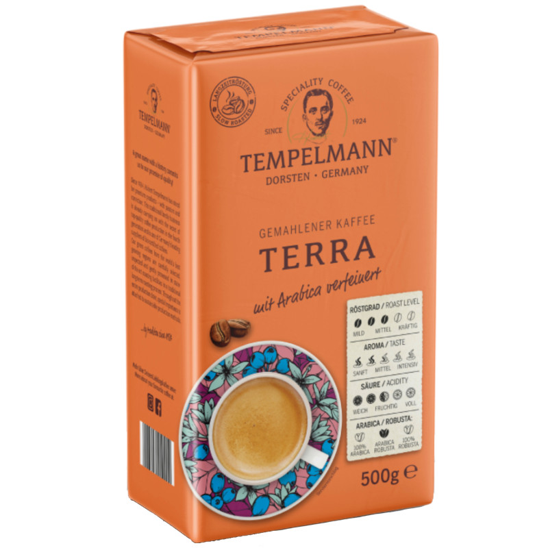 Кофе Tempelmann Terra натуральный жареный молотый, 500г