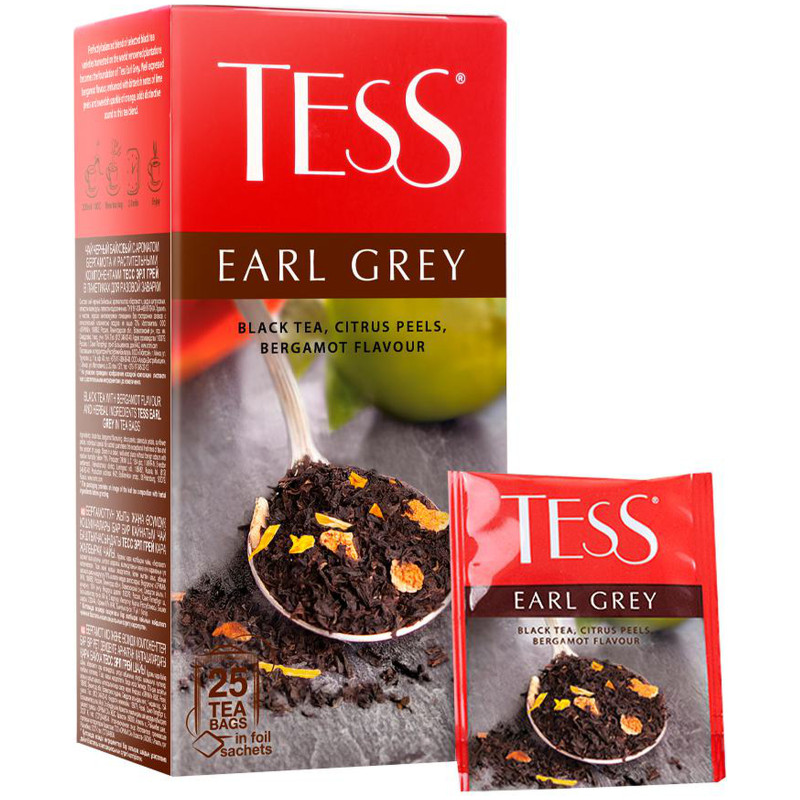 Чай Tess Эрл Грей чёрный байховый с ароматом бергамота в пакетиках, 25х1.6г — фото 3