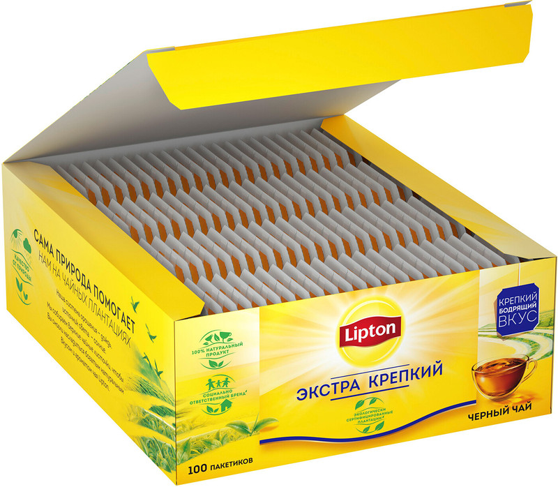 Чай Lipton Экстра чёрный крепкий в пакетиках, 100х2.2г — фото 4