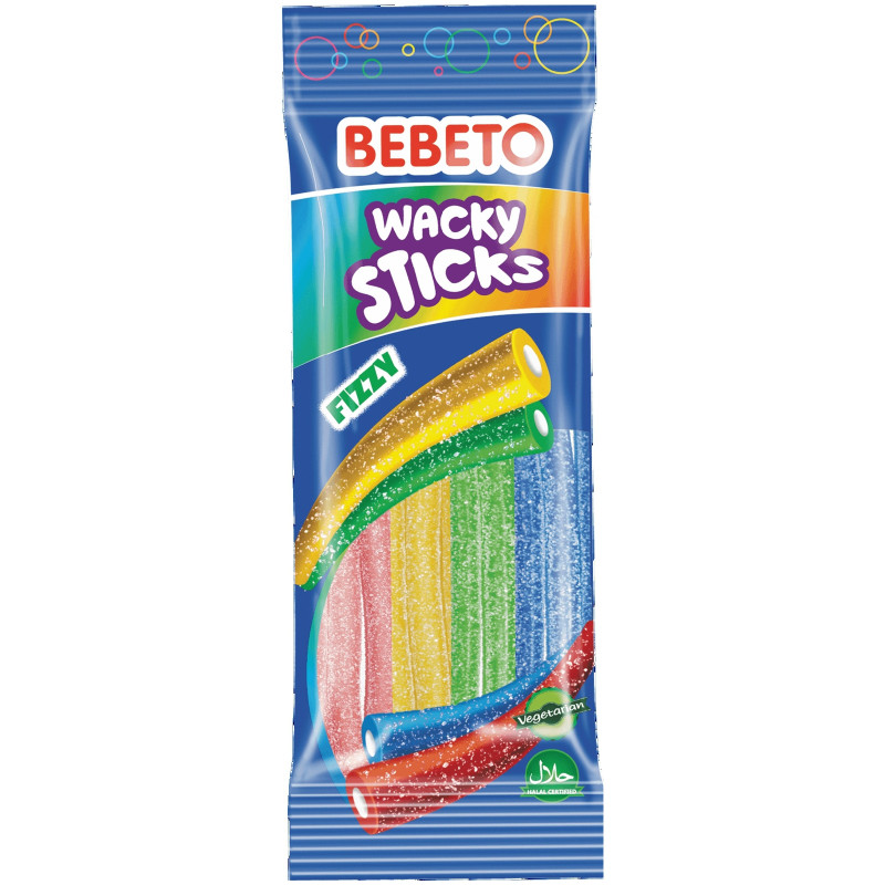 Мармелад Bebeto Wacky Sticks жевательный со вкусом тутти-фрутти и ванили, 75г