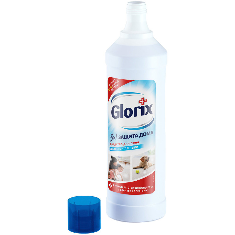 Средство Glorix Свежесть Атлантики 3в1 для мытья полов, 1л — фото 2