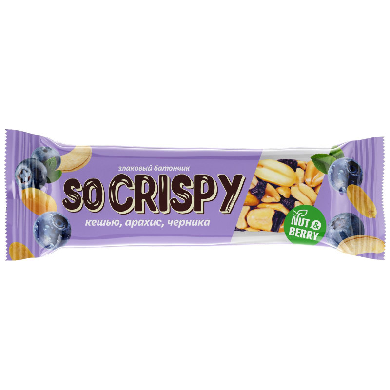 Батончик Невский Кондитер So Crispy арахис, кешью, черника, 35г