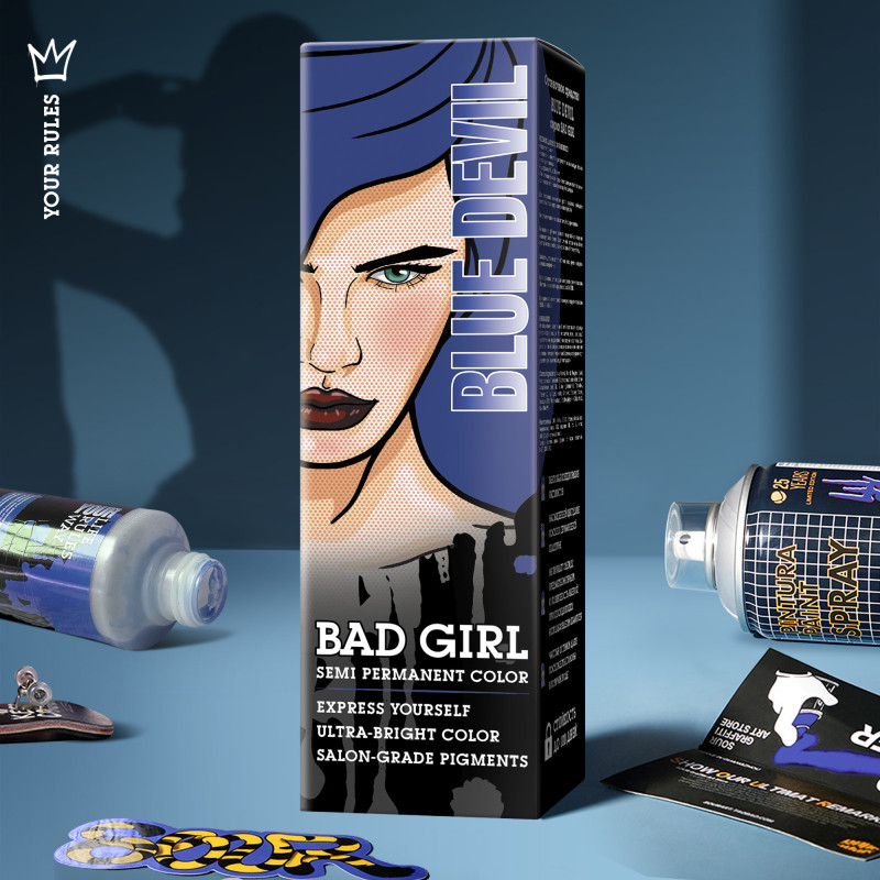 Краска для волос Bad Girl Blue devil синий, 150мл — фото 3