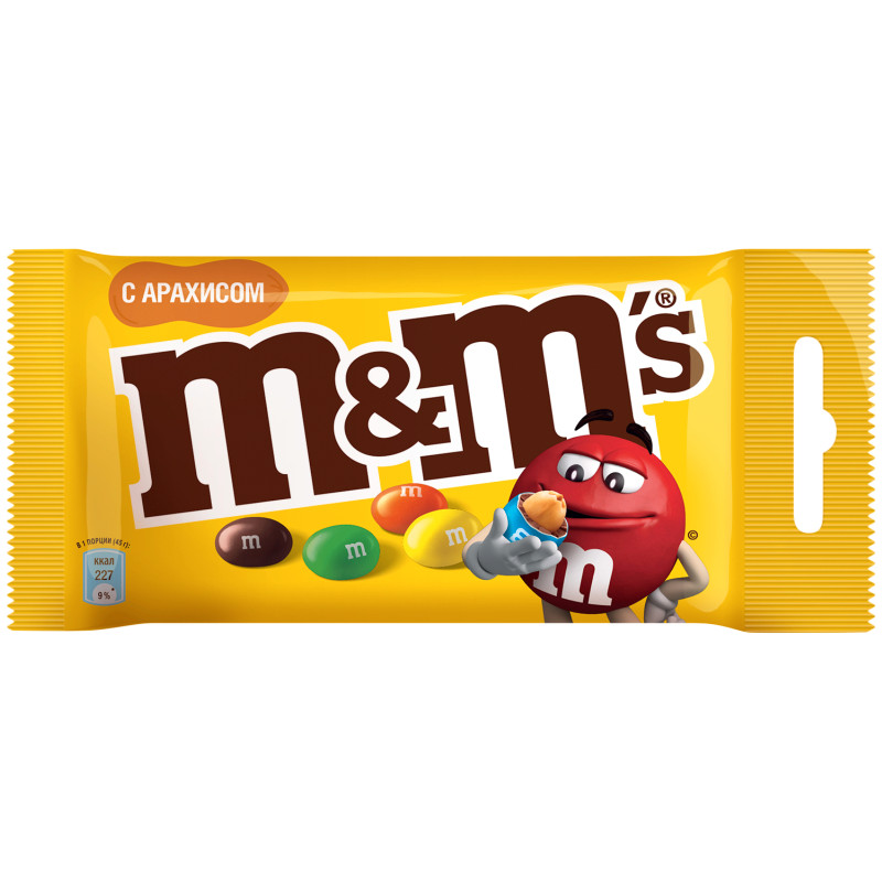 Конфеты M&M's драже с арахисом и молочным шоколадом, 45г
