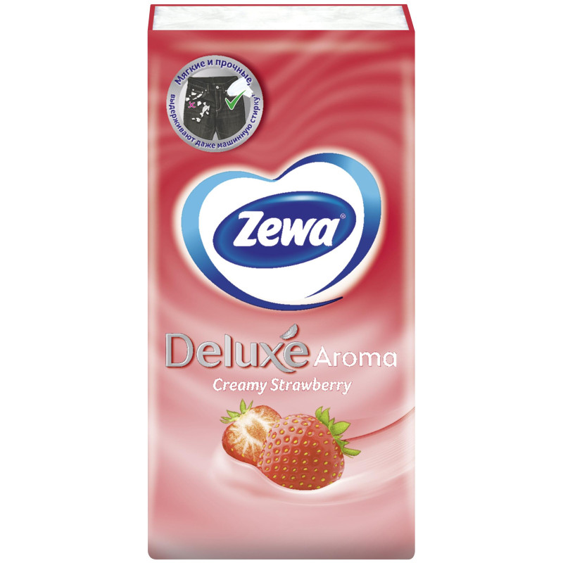 Платки носовые бумажные Zewa Deluxe Клубника, 10x10шт — фото 3