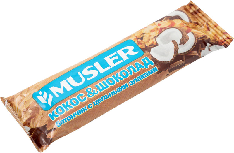 Батончик-мюсли Musler кокос-шоколад в тёмной глазури, 30г