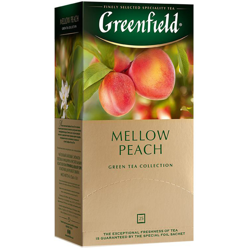 Чай Greenfield Мэллоу пич зелёный байховый с ароматом персика в пакетиках, 25х1.8г — фото 2