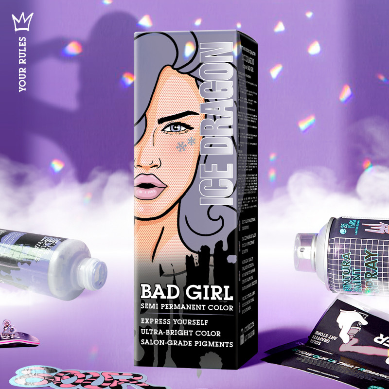 Краска для волос Bad Girl Ice Dragon серый, 150мл — фото 3