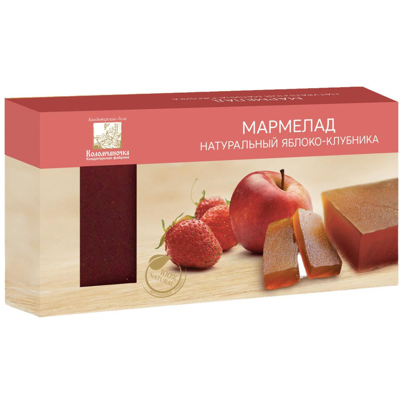 Мармелад Коломчаночка яблоко-клубника фруктовый пластовый, 210г — фото 1