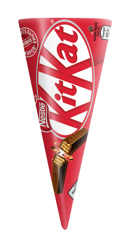 Мороженое сливочное KitKat двухслойное с какао декорированное рожок, 77г — фото 1