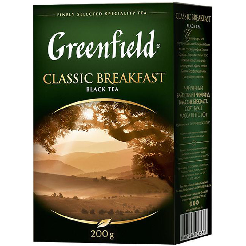 Чай Greenfield Классик брекфаст чёрный байховый сорт букет крупнолистовой, 200г — фото 1