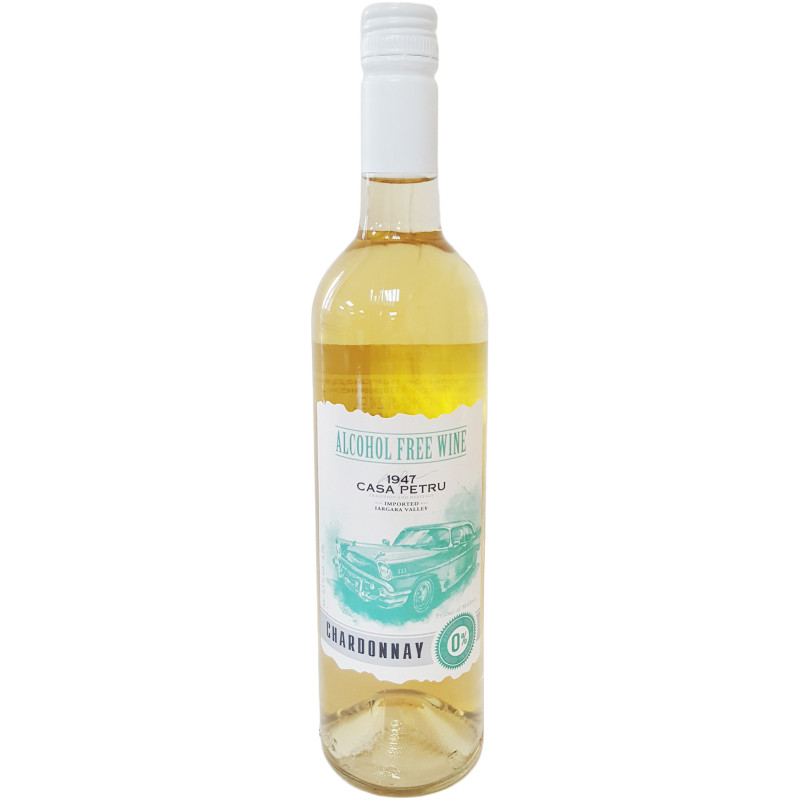 Вино безалкогольное Casa Petru Шардоне белое полусладкое 0.5%, 750мл