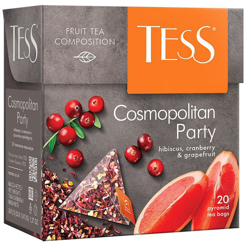 Чай Tess Cosmopolitan Party фруктовый клюква-грейпфрут в пирамидках, 20х2.5г — фото 2