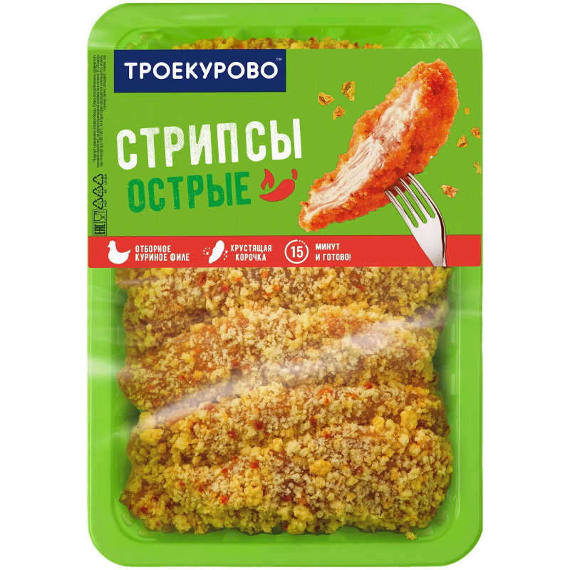 Стрипсы цыплёнка Троекурово острые охлаждённые, 350г