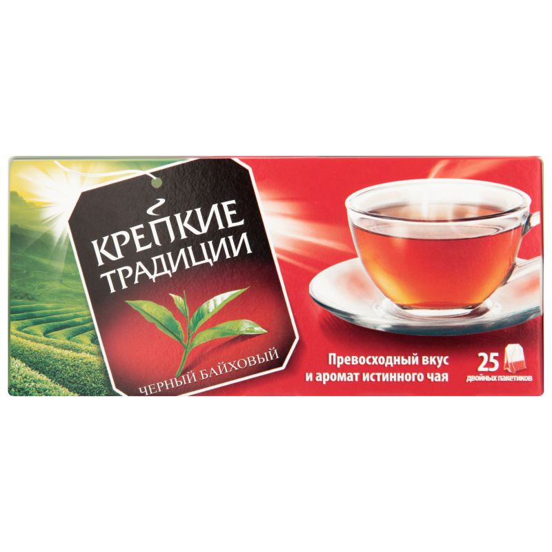 Чай Крепкие Традиции чёрный в пакетиках, 25х2г