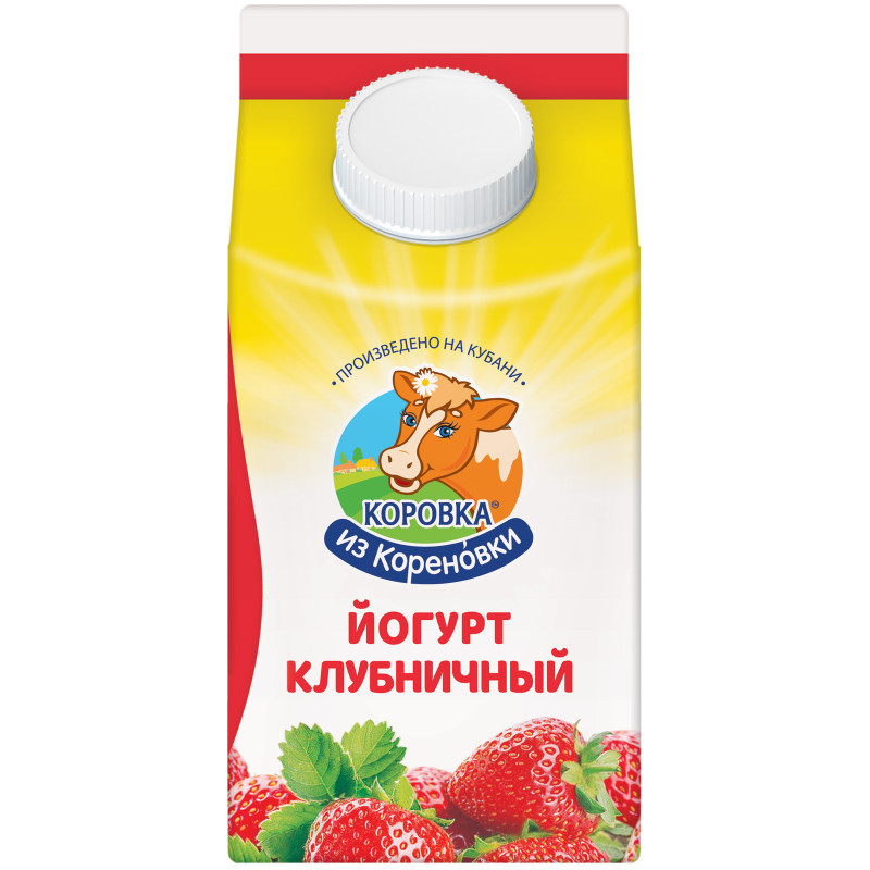 Йогурт Коровка Из Кореновки клубника 2.1%, 450мл — фото 1