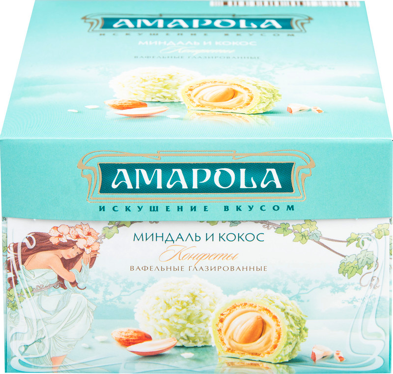 Конфеты Amapola Миндаль и Кокос вафельные, 100г — фото 1