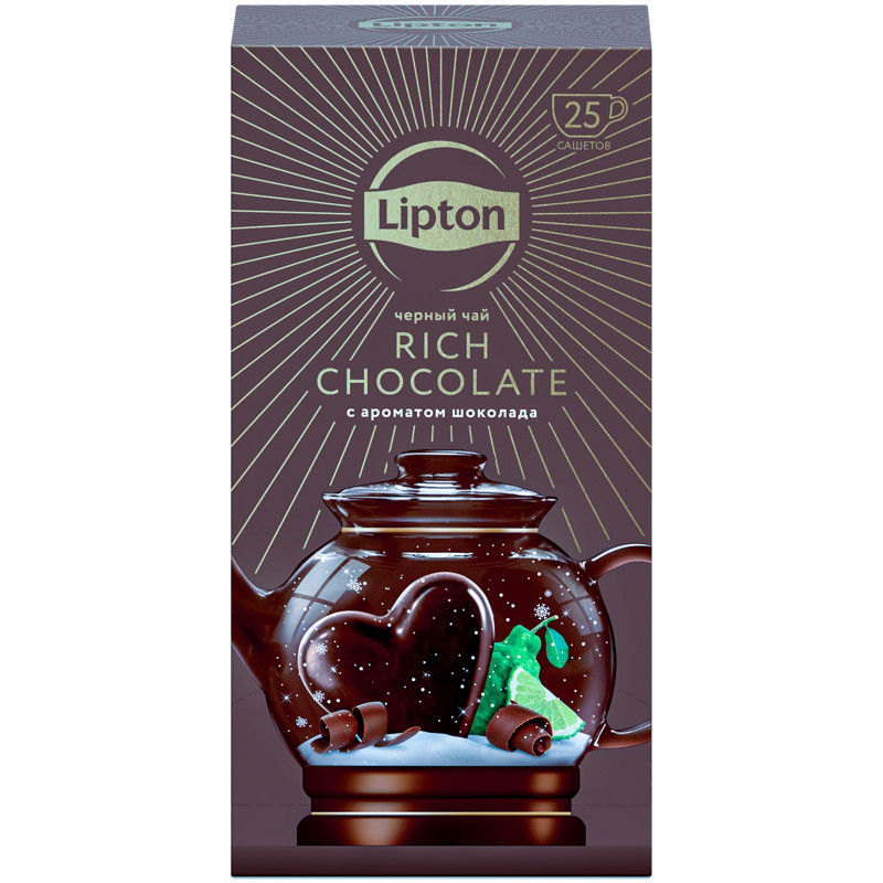 Чай Lipton Rich Chocolate чёрный с ароматом шоколада, 25x1.5г