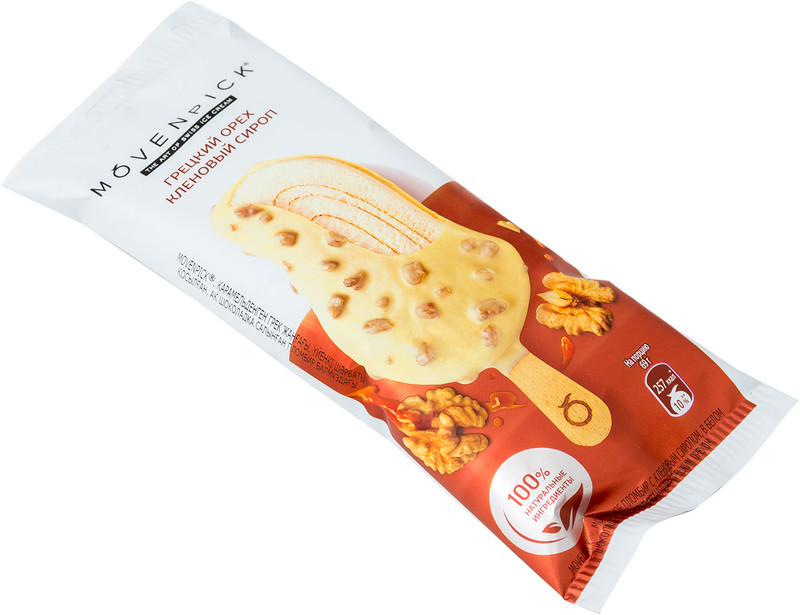 Эскимо Movenpick пломбир с кленовым сиропом-грецким орехом в белом шоколаде 25%, 69г — фото 3