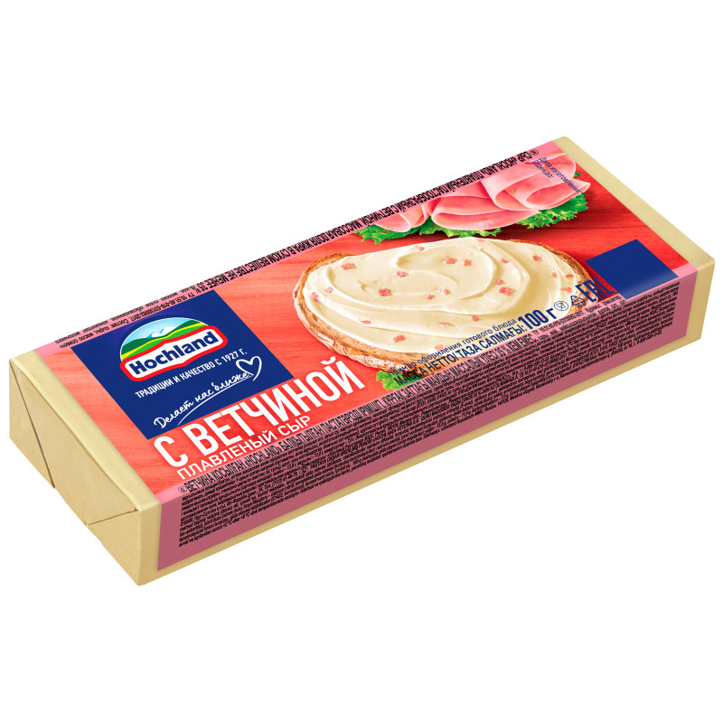 Сыр плавленый Hochland пастообразный с ветчиной 35%, 100г — фото 3
