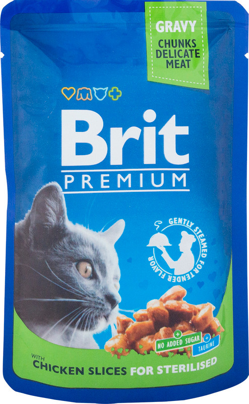 Корм Brit Premium с курицей для стерилизованных кошек, 100г