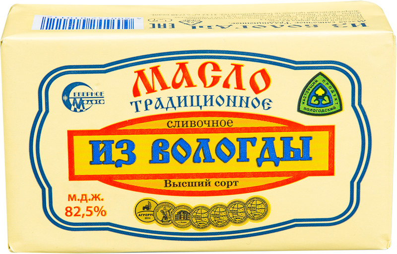 Масло сладкосливочное Вологодское Традиционное 82.5%, 180г