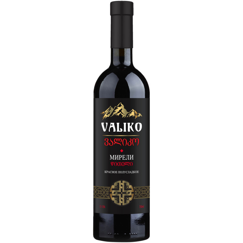 Вино Valiko Мирели красное полусладкое 10-12%, 750мл