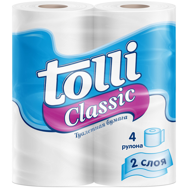 Туалетная бумага Tolli Classic 2 слоя, 4шт
