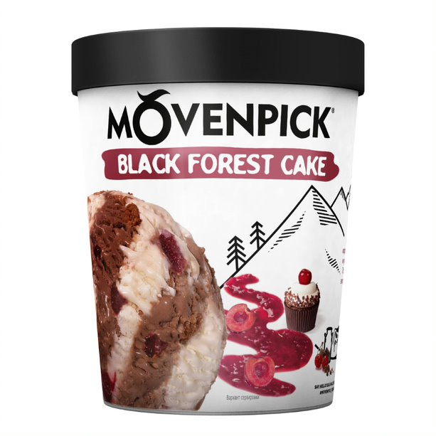 Мороженое Movenpick Black Forest Cake сливочное шоколад-вишня-кусочки печенья 8.6%, 300г