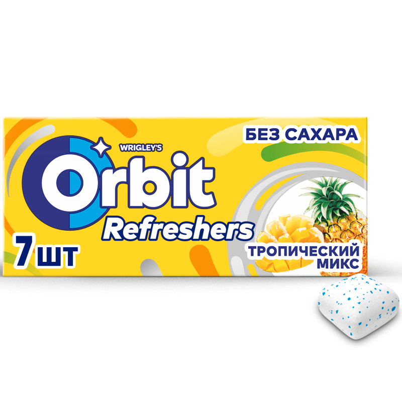 Жевательная резинка Orbit Refreshers Тропический Микс без сахара, 16г — фото 1