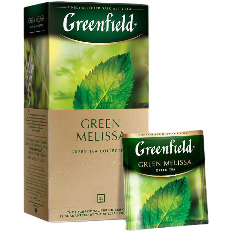 Чай Greenfield Грин мелисса зелёный в пакетиках, 25х1.5г — фото 3