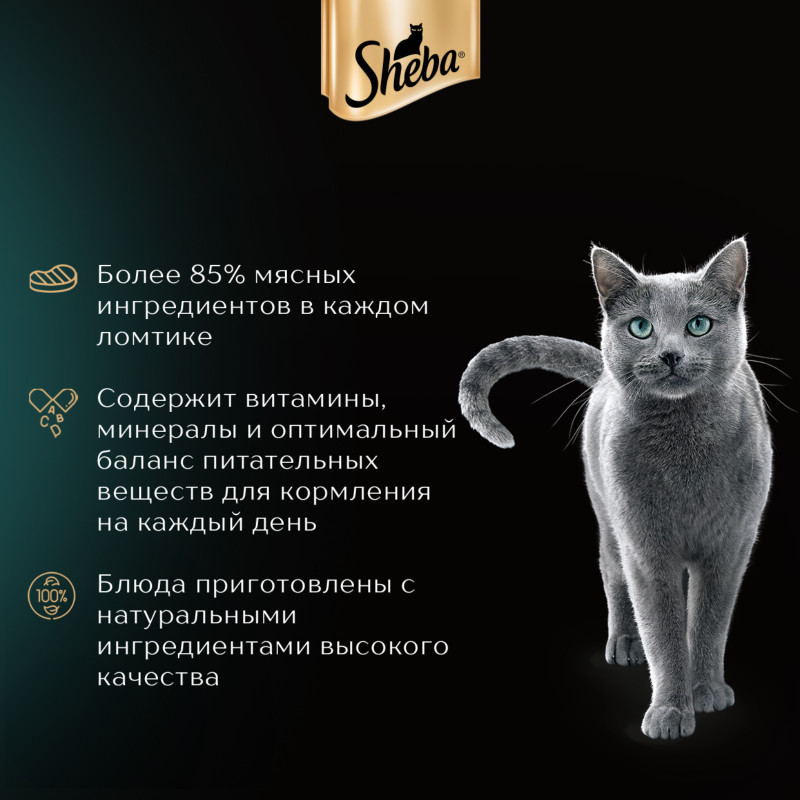 Корм Sheba Ломтики в Желе Форель для взрослых кошек, 75г — фото 3