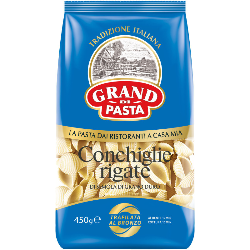 Макароны Grand di Pasta Conchiglie rigate группа А высший сорт, 450г
