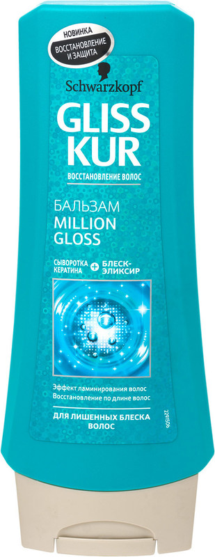 Бальзам Gliss Kur Million Gloss с комплексом жидкого кератина, 200мл — фото 1