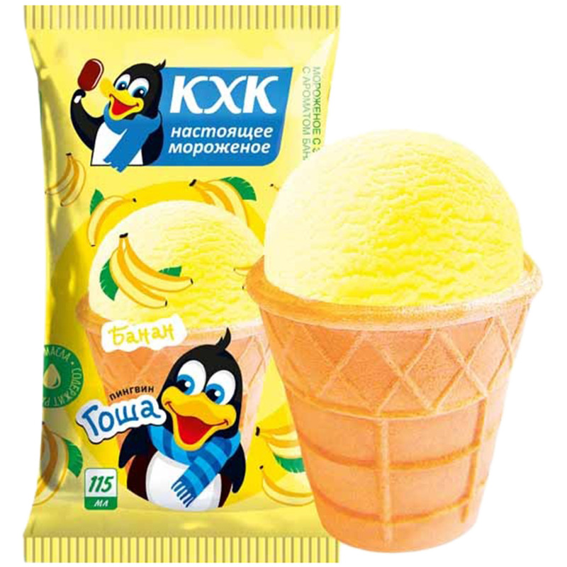 Мороженое КХК Пингвин Гоша с ярким банановым вкусом, 60г