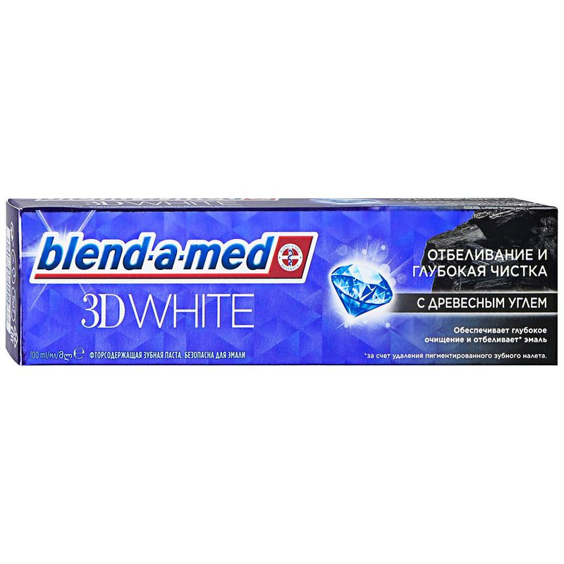 Зубная паста Blend-a-med 3D White Глубокая чистка с древесным углем, 100мл — фото 1