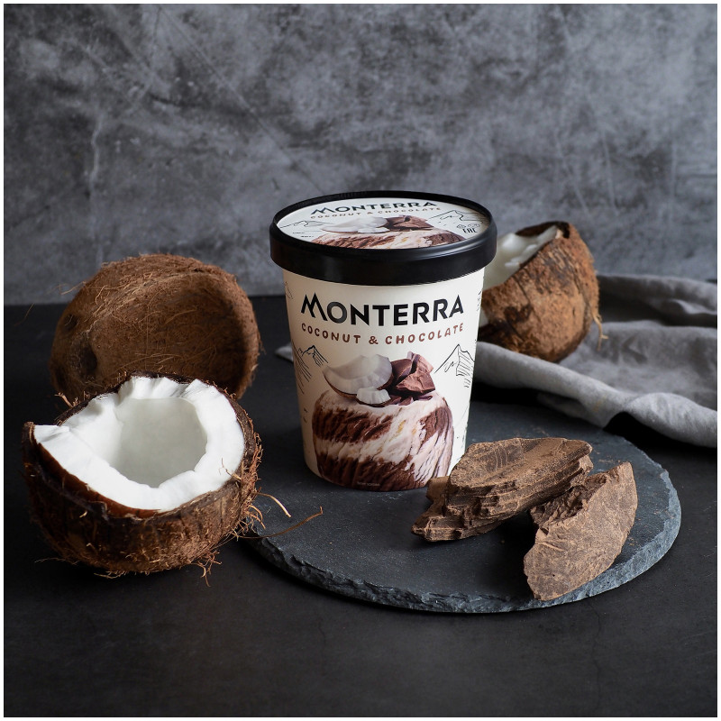 Мороженое сливочное Monterra Coconut&Chocolate двухслойное кокос-шоколад 10.5%, 263г — фото 1