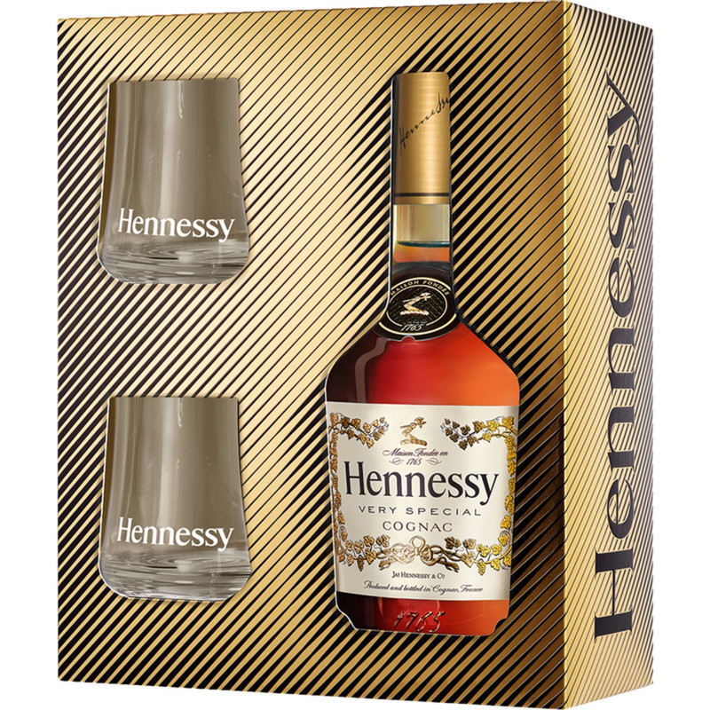 Коньяк Hennessy VS 40% в подарочной упаковке, 700мл + 2 бокала