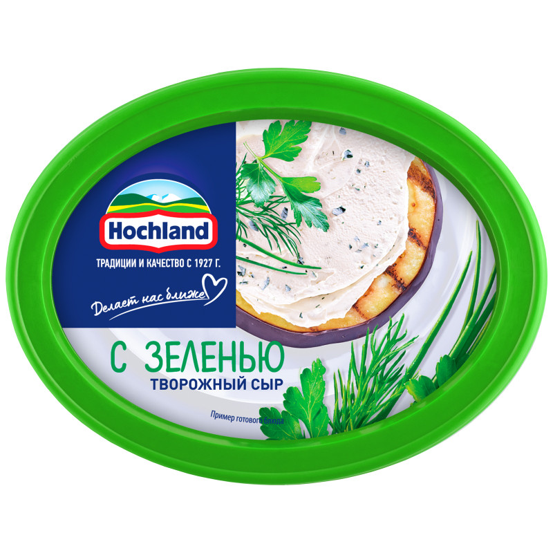 Сыр творожный Hochland с зеленью 60%, 140г — фото 1