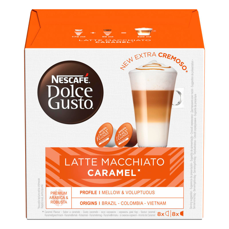 Кофе в капсулах Nescafé Dolce Gusto латте макиато со вкусом карамели, 8x18.2г