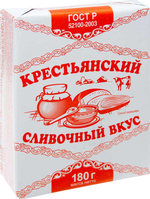 Спред растительно-жировой Сливочник Крестьянский 60%, 180г - купить с доставкой в Москве в Перекрёстке