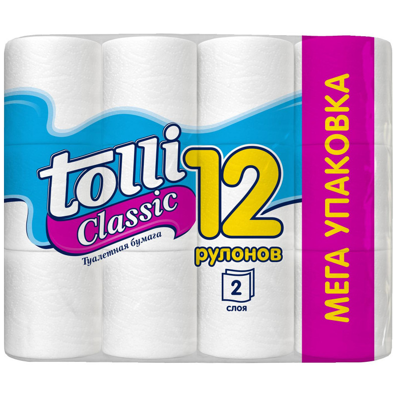 Туалетная бумага Tolli Classic 2 слоя, 12шт