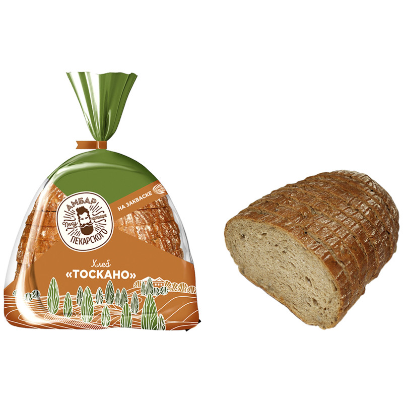 Хлеб Серпуховхлеб Тоскано с семенами подсолнечника часть изделия в нарезке, 300г