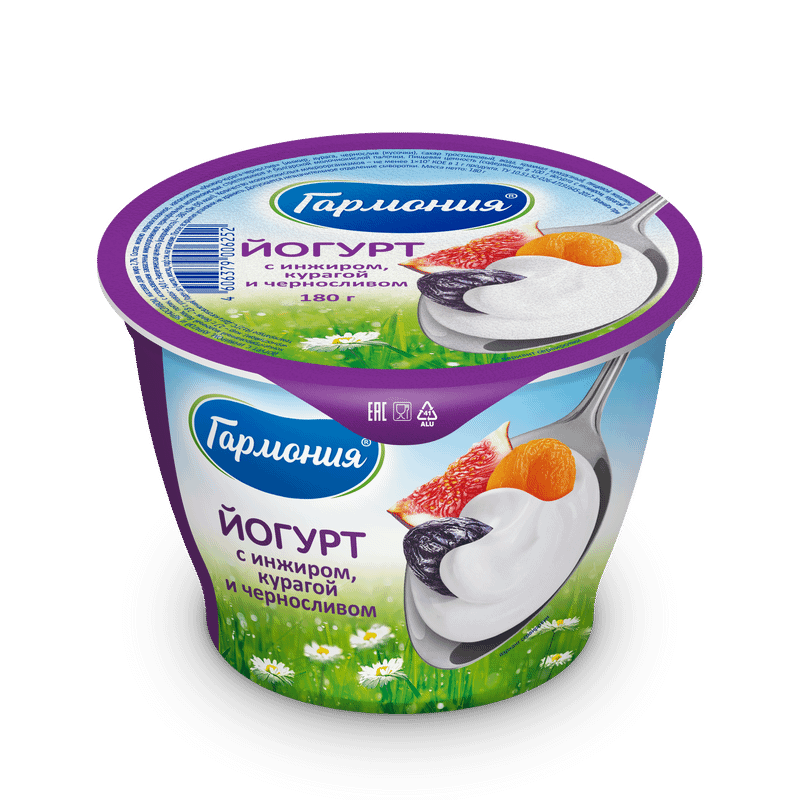 Йогурт Гармония с инжиром курагой и черносливом 2.7%, 180г