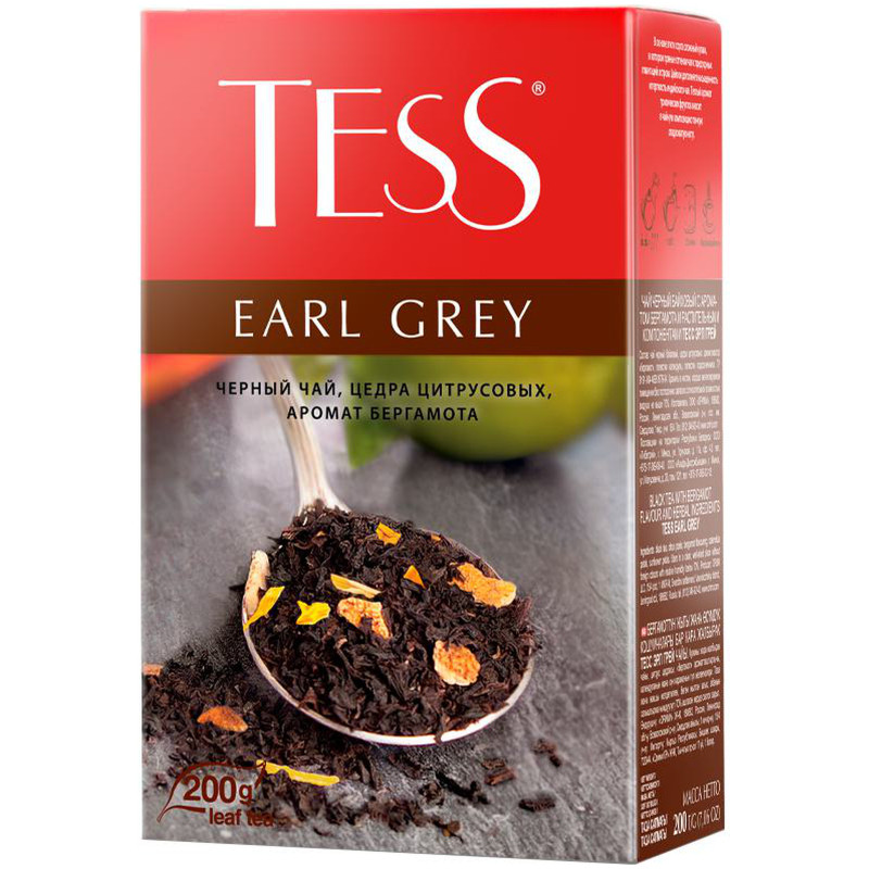 Чай Tess Эрл Грей чёрный байховый с ароматом бергамота, 200г — фото 1