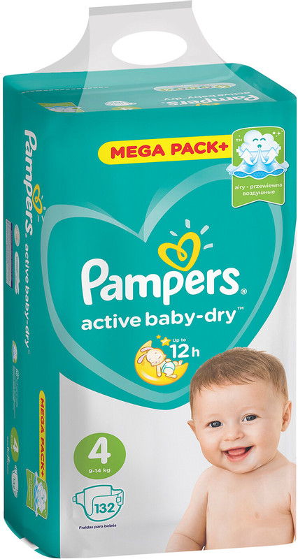 Подгузники Pampers Active Baby-Dry р.4 9-14кг, 132шт — фото 3