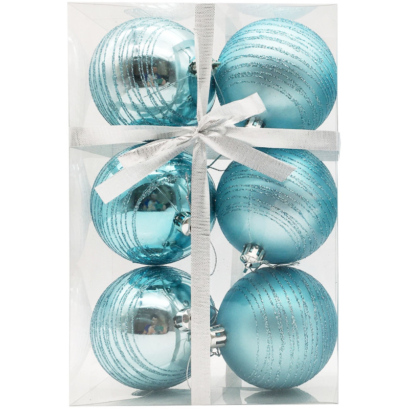 Набор шаров ёлочных голубые HV7006-0919A2233 HV7006-1370A2233, 6шт — фото 3