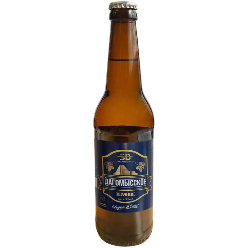 Пиво Дагомысское тёмное пастеризованное фильтрованное 4.5%, 450мл