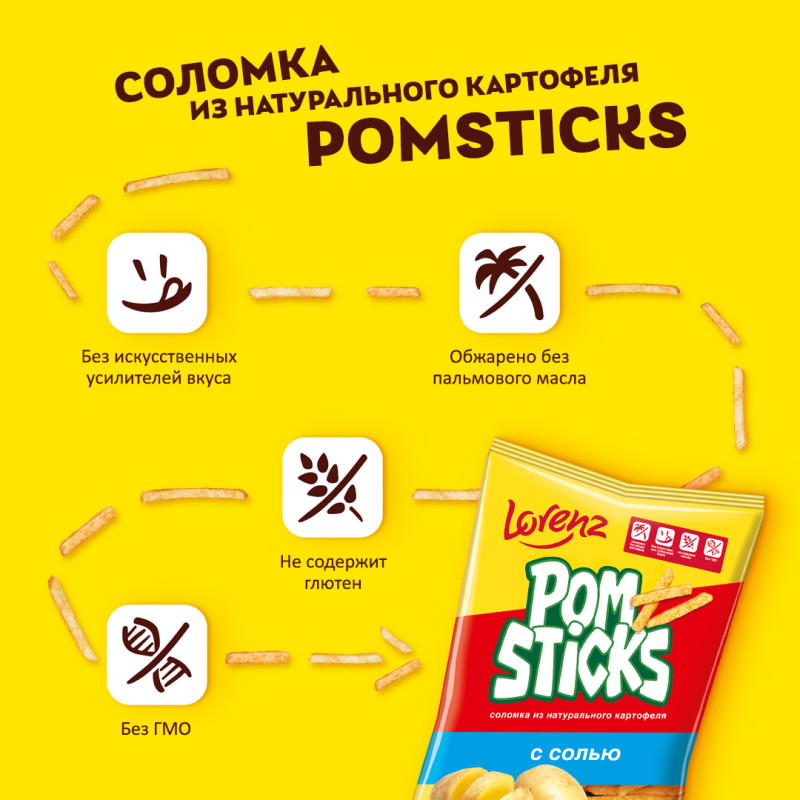 Чипсы картофельные соломкой Pomsticks с солью, 100г — фото 1